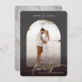 Save The Date Gris foncé Finalement Se Marier & Fenêtre Photo (Devant / Derrière)