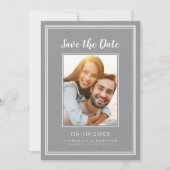 Save The Date Gris Mariage simple Fiançailles photo moderne (Devant)