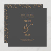 Save The Date Gris moderne et cuivreMariage d'automne Enregistre (Devant / Derrière)