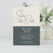 Save The Date Gris orageux ・ Bloc de couleur photo (Debout devant)