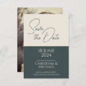 Save The Date Gris orageux ・ Bloc de couleur photo (Devant / Derrière)