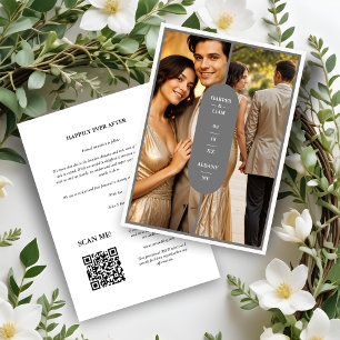 Save The Date Gris Ovale Minimaliste Élégant 2 Photos Mariage