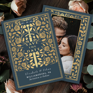 Save The Date Gris Royal Médiéval Mariage d'épée Photo