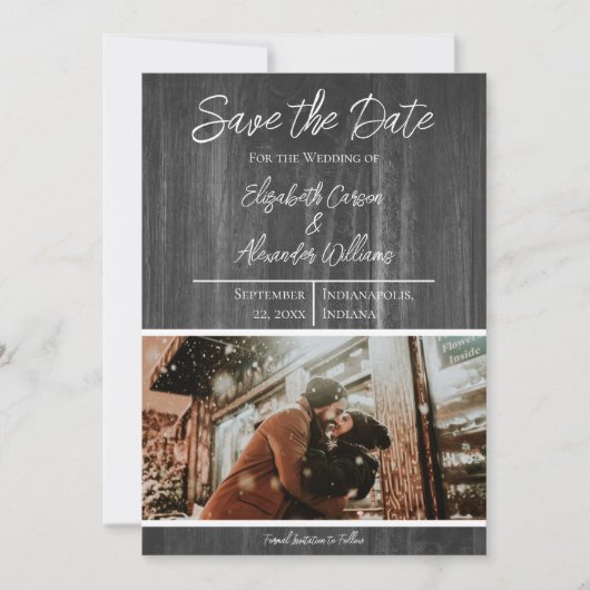 Save The Date Gris Rustique Photo Enregistrer La Date (Devant)