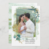 Save the date. Groene botanische foto bruiloft Kaart (Voorkant / Achterkant)