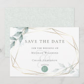 Save the date | Groene botanische grijze Jade (Voorkant / Achterkant)