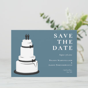 Save The Date Grooms Mariage Cake Blue LGBTQ Enregistrer La Date