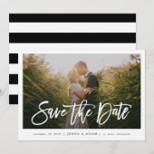 Save The Date Grosse photo Calligraphie horizontale Enregistrer  (Devant / Derrière)