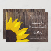 Save The Date Grotte de tournesol rustique Mariage en bois Enreg (Devant / Derrière)