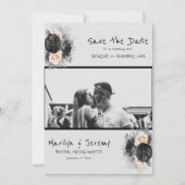 Save The Date Grunge Photo Black Floral Flat Enregistrer La Cart (Devant)