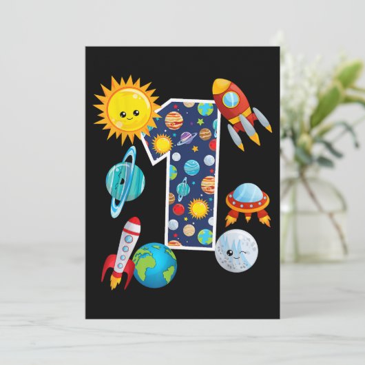 Save The Date Guide de la planète spatiale 1 an 1er anniversaire (Debout devant)