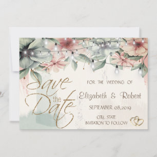 Save The Date Guirlande Lumineuse, Coup de Pinceau, Floral Enre