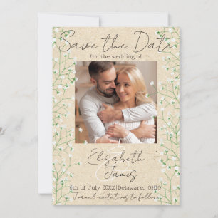 Save The Date Gypsophila Aquarelle Cute Floral Mariage ivoire