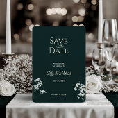 Save The Date Gypsophile vert émeraude élégant pour bébé