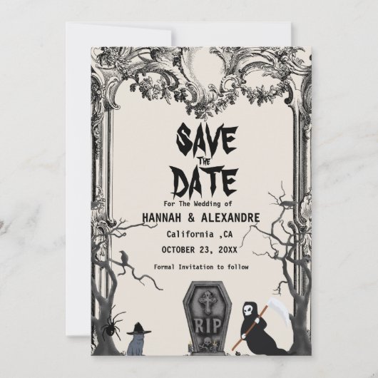 Save The Date Halloween Dark Moody Mariage gothique Enregistrer  (Devant)