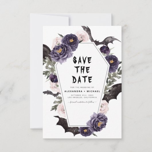 Save The Date Halloween Enregistrer la date Mariage gothique (Devant)