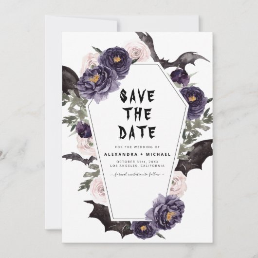 Save The Date Halloween Enregistrer la date Mariage gothique (Devant)