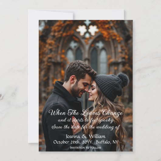Save The Date Halloween Mariage à thème avec photo Enregistrer l (Devant)