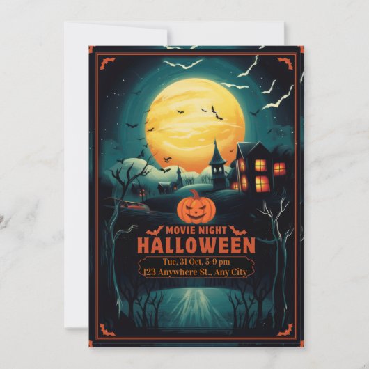 Save The Date Halloween Movie Night Poster (Devant)