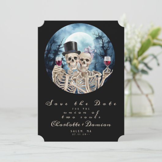 Save The Date Hallowen Gothic Skuls Tarot Le Mariage des amoureu (Debout devant)