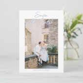 Save The Date Hand Drawn Azure Blue Floral Garden Photo Wedding (Debout devant)