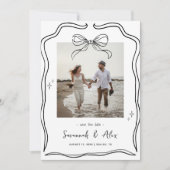 Save The Date Hand Drawn Bow Frame Coquette Doodle Wedding Fun (Devant)
