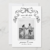 Save The Date Hand Drawn Bow & Photo Modern Wedding (Devant)