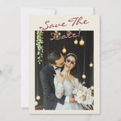 Save The Date Hand Drawn Burgundy Whimsical Photo Wedding (Devant)