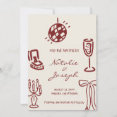 Save The Date Hand Drawn Burgundy Whimsical Photo Wedding (Dos)