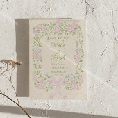 Save The Date Hand Drawn Green Pink Bow Floral Summer Wedding