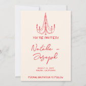Save The Date Hand Drawn Red Old Money Retro Quirky Wedding (Dos)