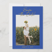 Save The Date Handwritten Blue Yellow Italian Photo Wedding (Dos)