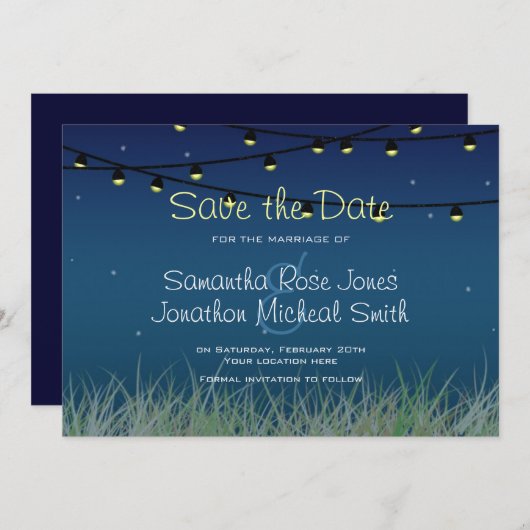 Save The Date Hanging Lights Night Under the Stars Enregistrer l (Devant / Derrière)