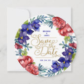 Save the date | Happiness Waterverf Floral Kaart (Voorkant)