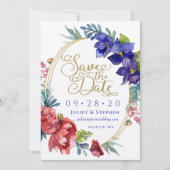 Save the date | Happiness Waterverf Floral Kaart (Voorkant)