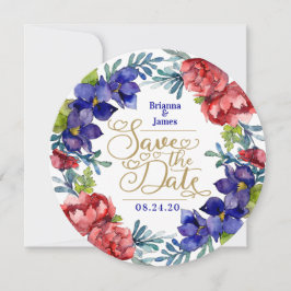 Save the date | Happiness Waterverf Floral Kaart