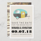 Save The Date HAPPY CAMPER Design Photo Enregistrer La Date Invi (Devant / Derrière)