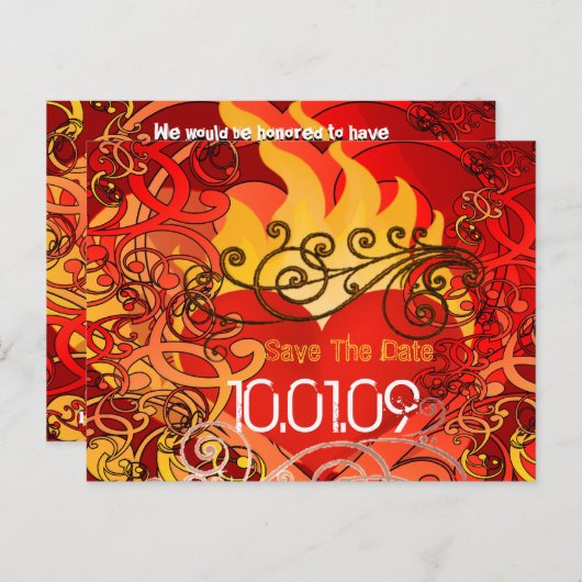 Save the Date - Harten in vuur en vlam Aankondigingskaart (Voorkant / Achterkant)