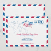 Save The Date Hawaii Air Mail Mariage Enregistrer La Date (Devant / Derrière)