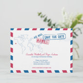 Save The Date Hawaii Air Mail Mariage Enregistrer La Date (Debout devant)