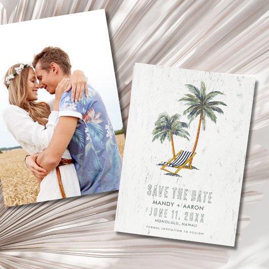 Save The Date Hawaii Beach Destination Wedding Photo 