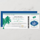 Save The Date Hawaii Boarding Pass Enregistrer la date (Devant / Derrière)