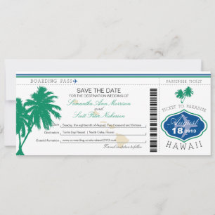 Save The Date Hawaii Boarding Pass Enregistrer la date