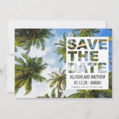 Save The Date Hawaii Palm Tree Beach Mariage Photo (Devant)