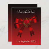 Save the Date Heart Deep Red Gold Zwart (Voorkant / Achterkant)