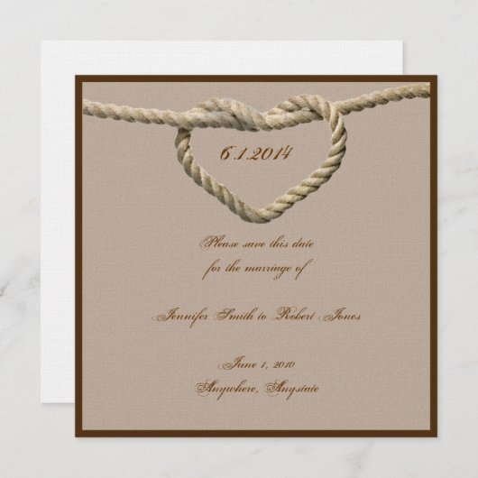 Save The Date Heart Love Knot Western Wedding Enregistrer la dat (Devant / Derrière)