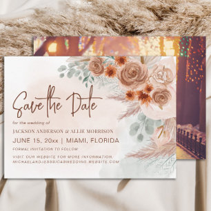 Save The Date Herbe des Pampas Rustique et Terre Cuite pour un M