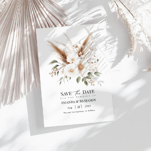 Save The Date Herbe des Pampas Rustique Mariage Bohème Bohémien