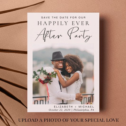 Save The Date Heureusement Jamais Après Mariage Réception Photo 