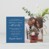 Save The Date Heureusement Jamais Après Photo Bleu Mariage Récep (Debout devant)